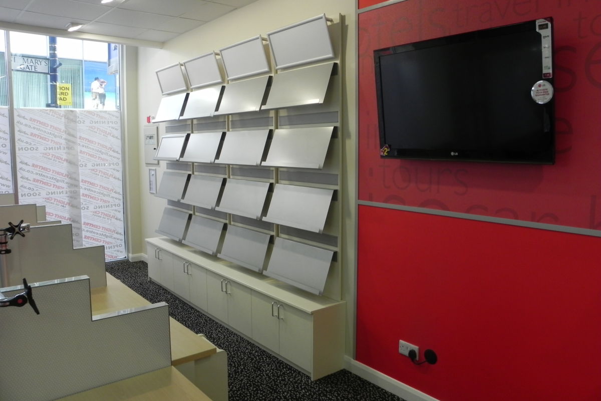 display wall in travel Agents manufactured by Aspen Concepts
