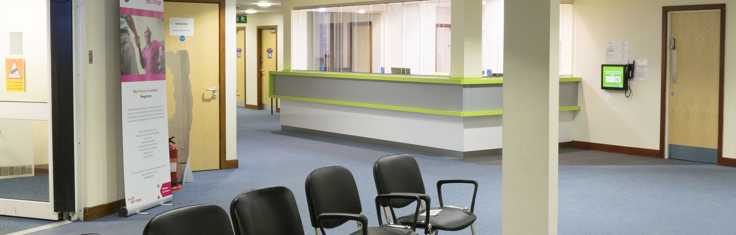 medical practice waiting room with reception desk manufactured by Aspen Concepts