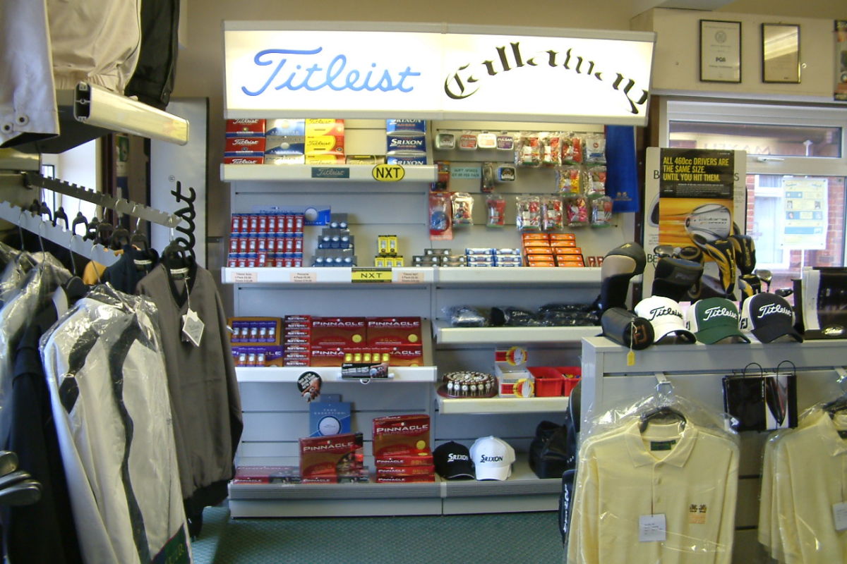 slat wall golf ball display by Aspen Concepts