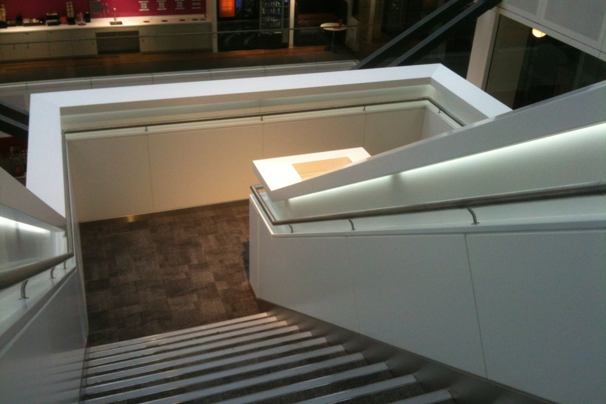 staircase cladding manufactured and installed by Aspen Concepts