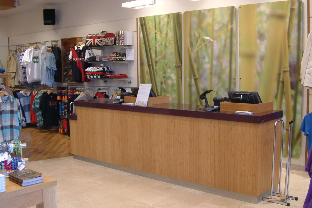 walking shop cash point till desk made by Aspen Concepts