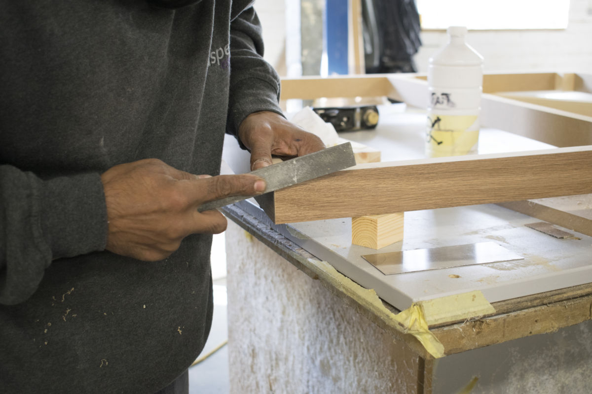 bespoke wood joinery hand finishing with file