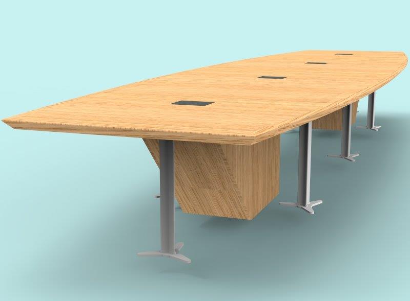 3D render showing design & protoype of a boardroom table manufactured by Aspen Concepts Ltd