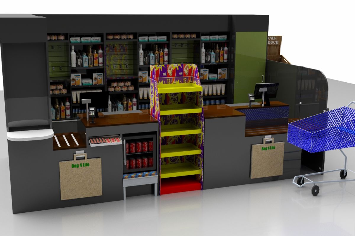 convenience store counter 3D render by Aspen Concepts Ltd
