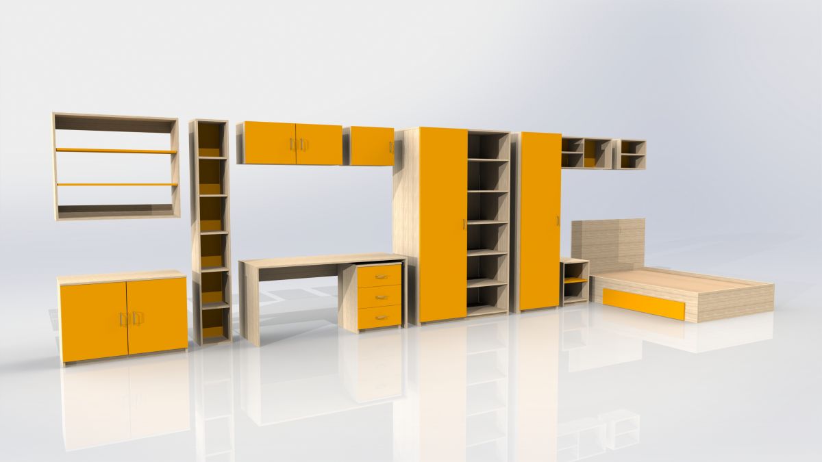 Student accommodation furniture - orange-yellow