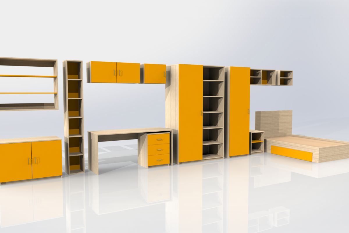 Student accommodation furniture - orange-yellow