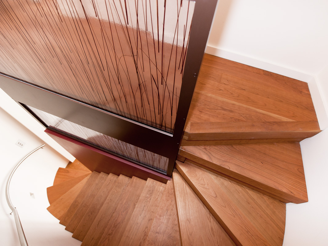 Spiral wooden staircase