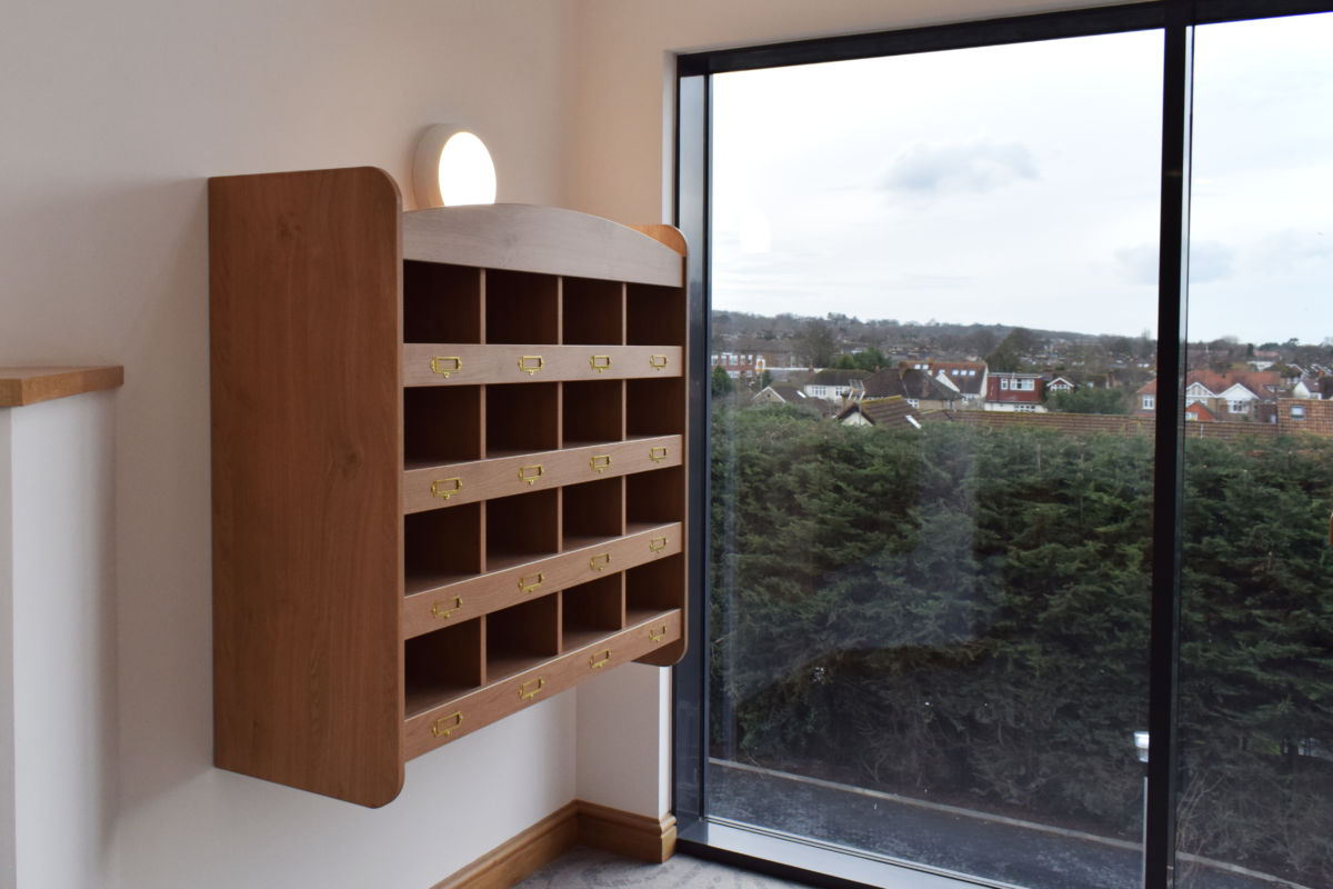 wooden pigeon holes for post