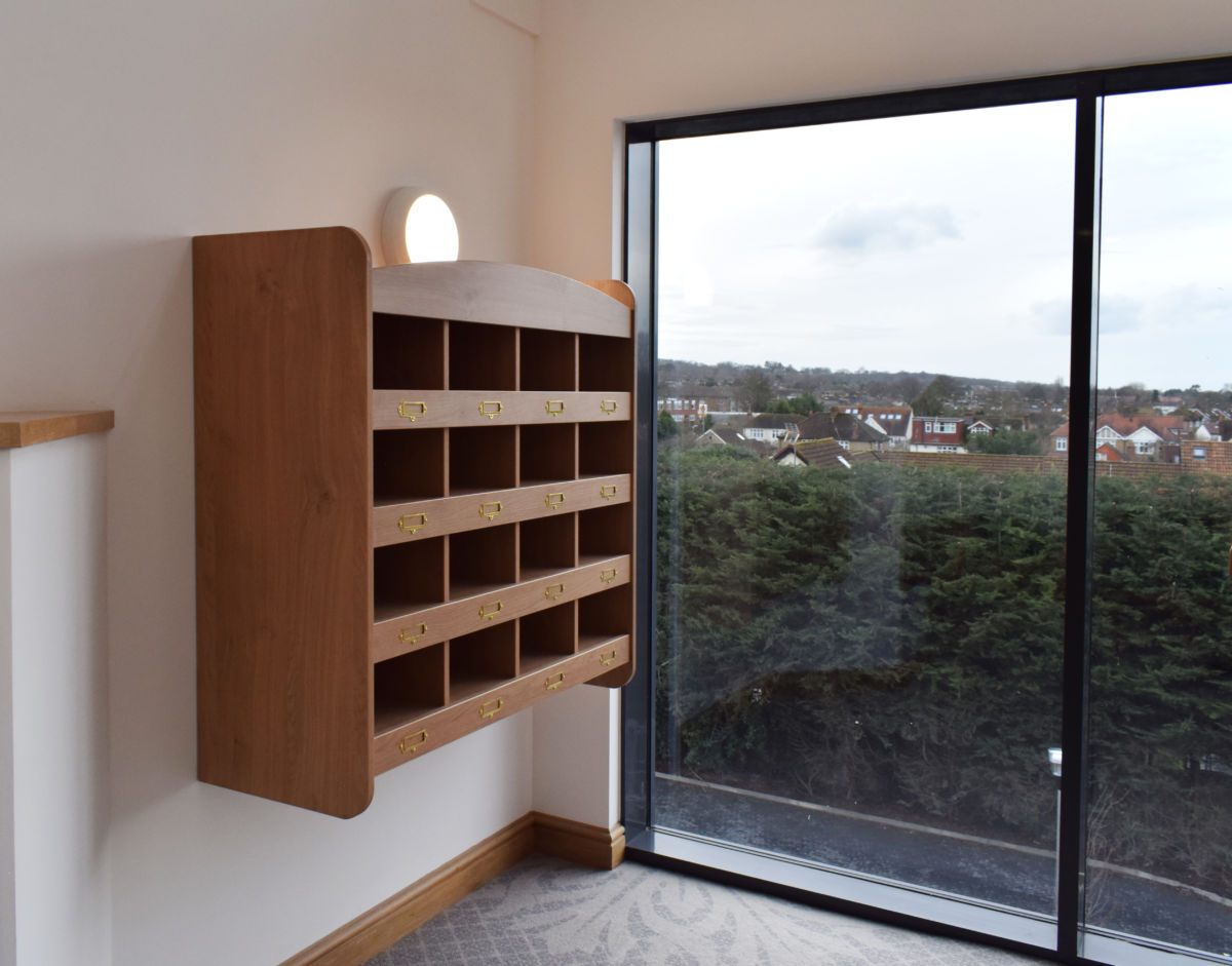wooden pigeon holes for post