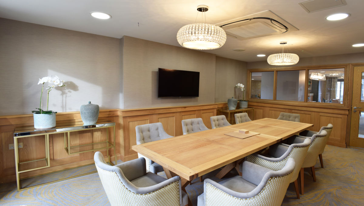 bespoke joinery oak paneling - retirement home dining room
