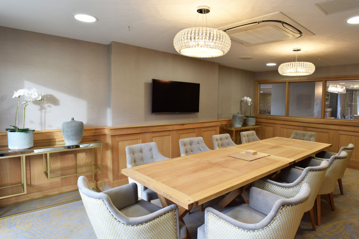 bespoke joinery oak paneling - retirement home dining room