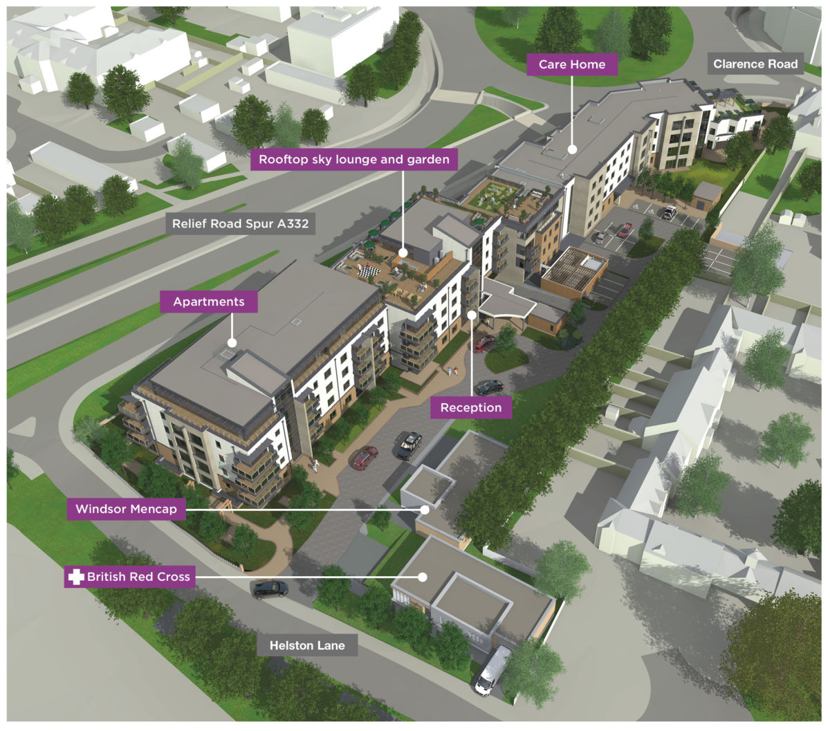 castle view aerial 3d render