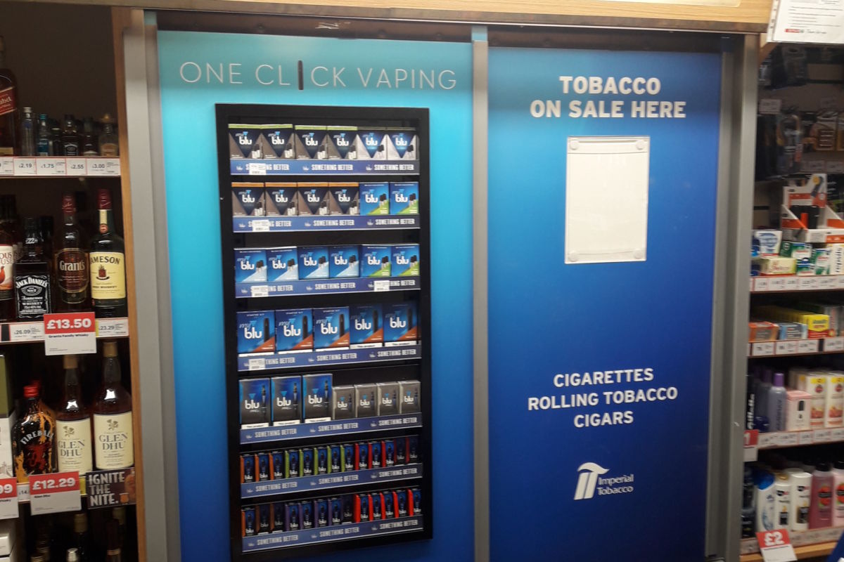 MyBlu vaping POS display installed by Aspen Concepts