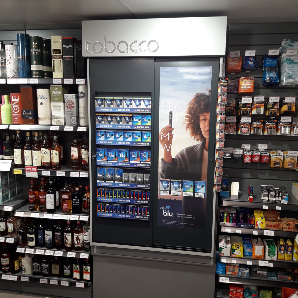 MyBlu vaping POS display installed by Aspen Concepts