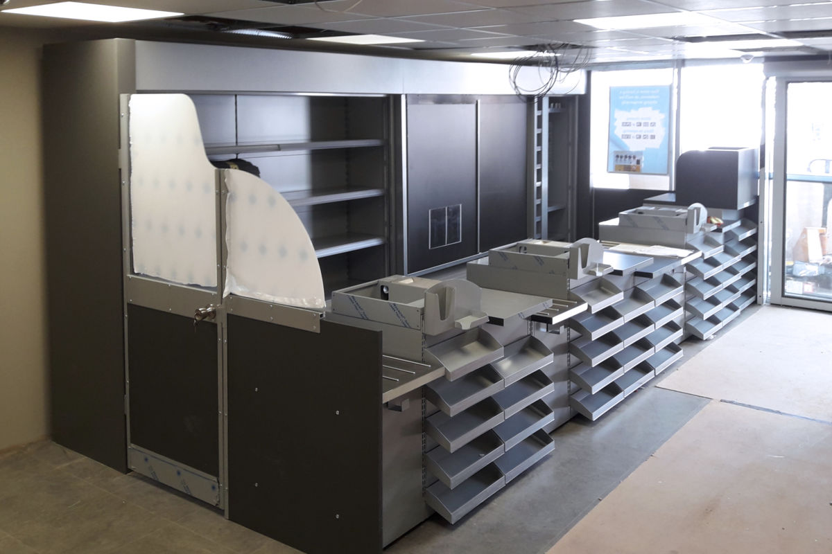 backline cabinets and frontline counters during installation