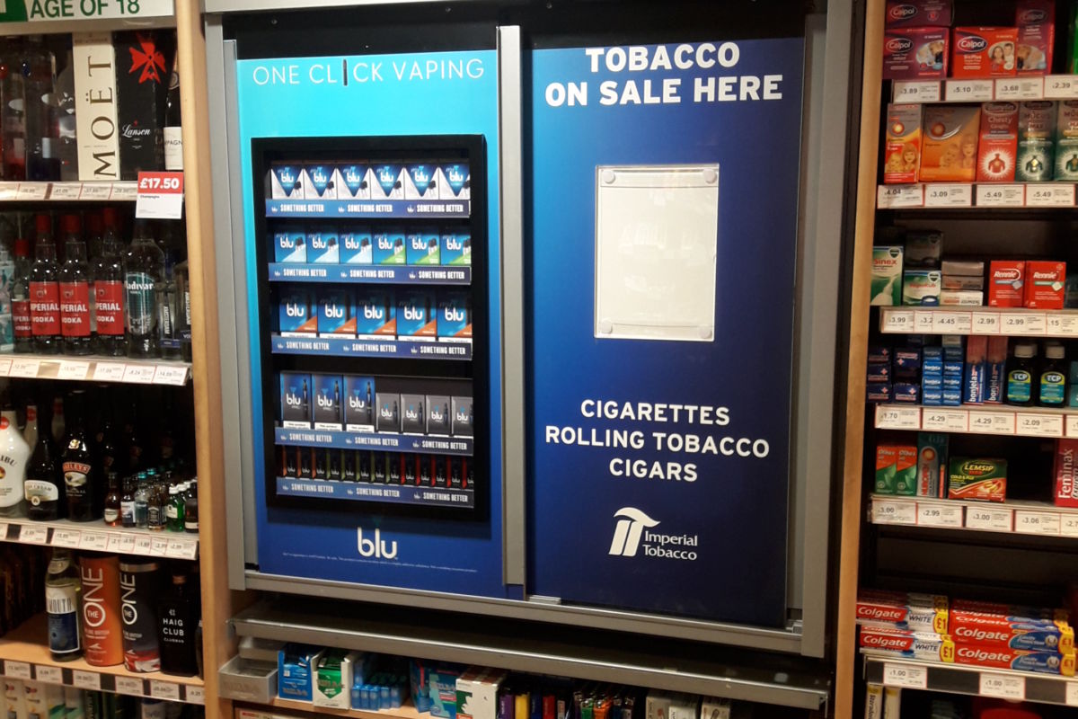 MyBlu vaping POS display installed by Aspen Concepts