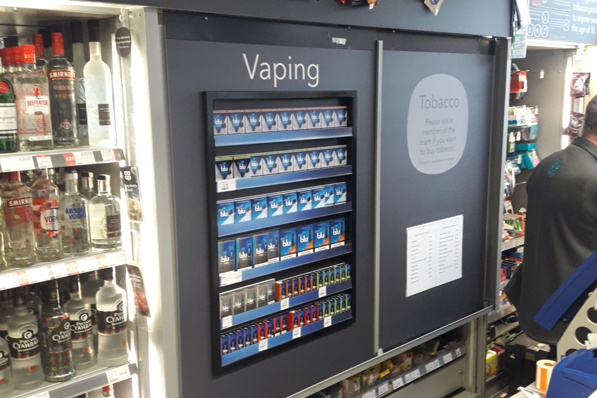 MyBlu vaping POS display installed by Aspen Concepts