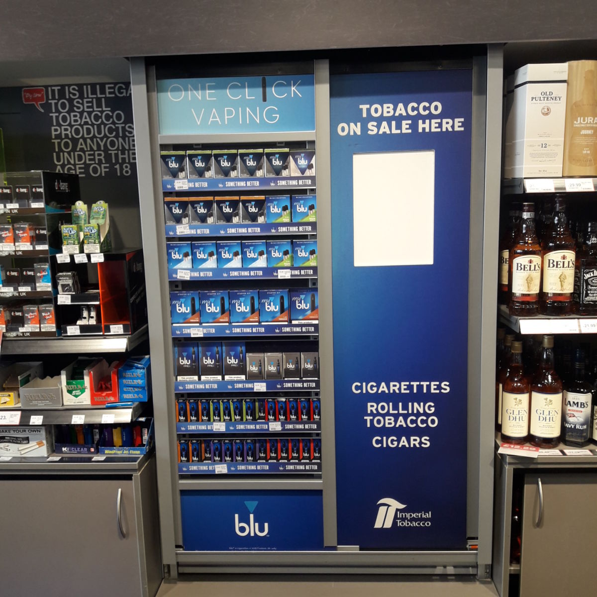 MyBlu vaping POS display installed by Aspen Concepts