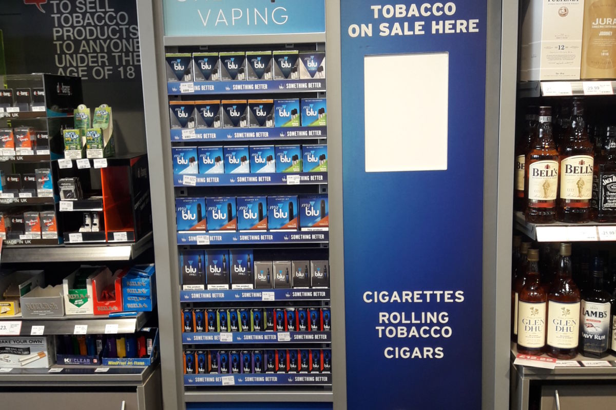 MyBlu vaping POS display installed by Aspen Concepts