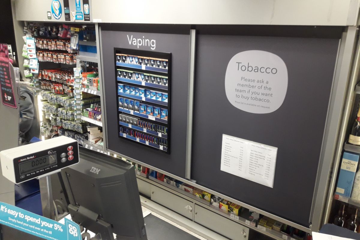 MyBlu vaping POS display installed by Aspen Concepts