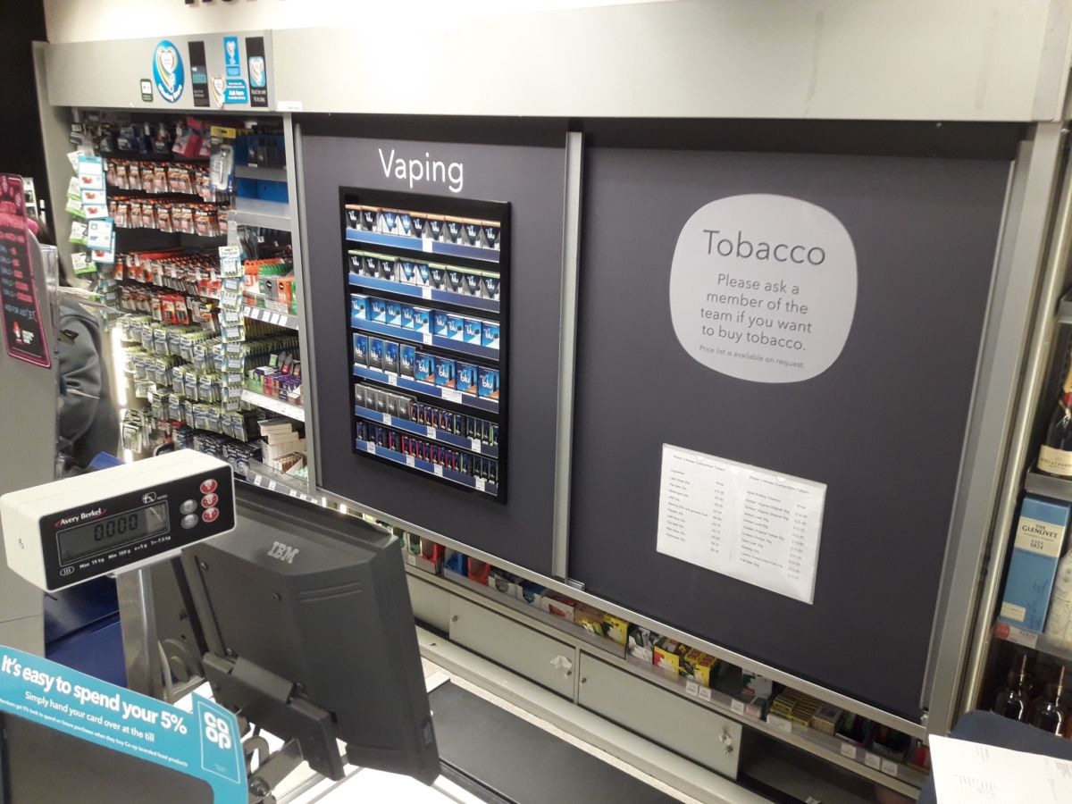MyBlu vaping POS display installed by Aspen Concepts